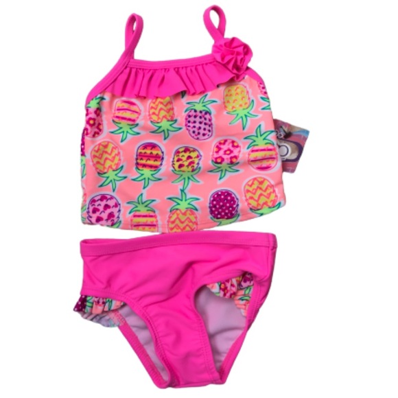 OP Two Piece Bathing Suit 12M Tankini Pink Pineapple - Picture 1 of 5